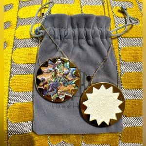 House of Harlow 1960 White and Abalone Sunburst Necklaces